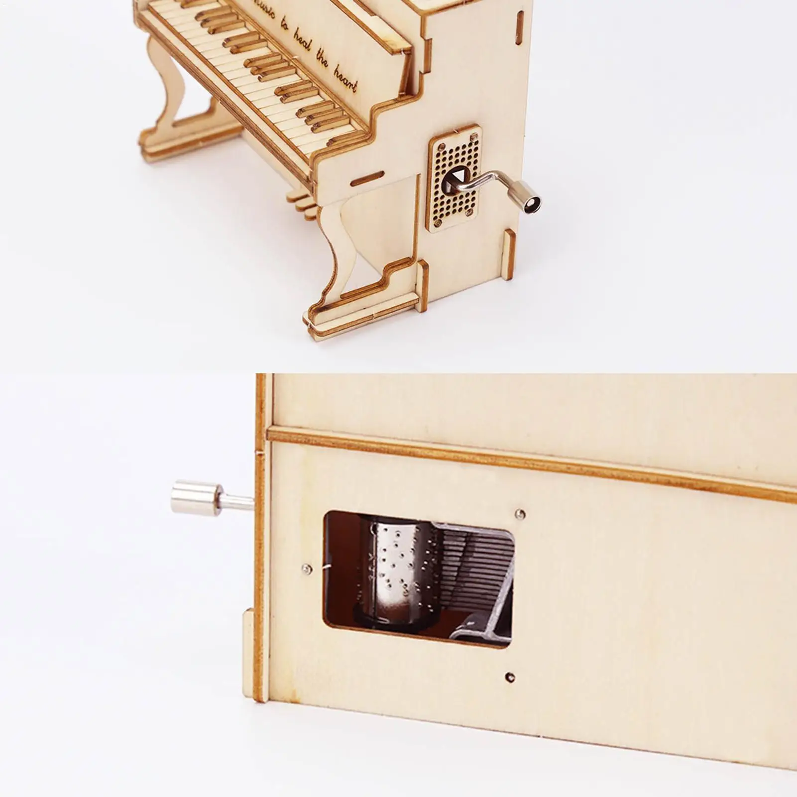 Wooden 3D Puzzle Kits Creative Hand Cranked Piano Music Box Building Blocks Toys Set DIY Assemble Models for Teens & Adults Gift