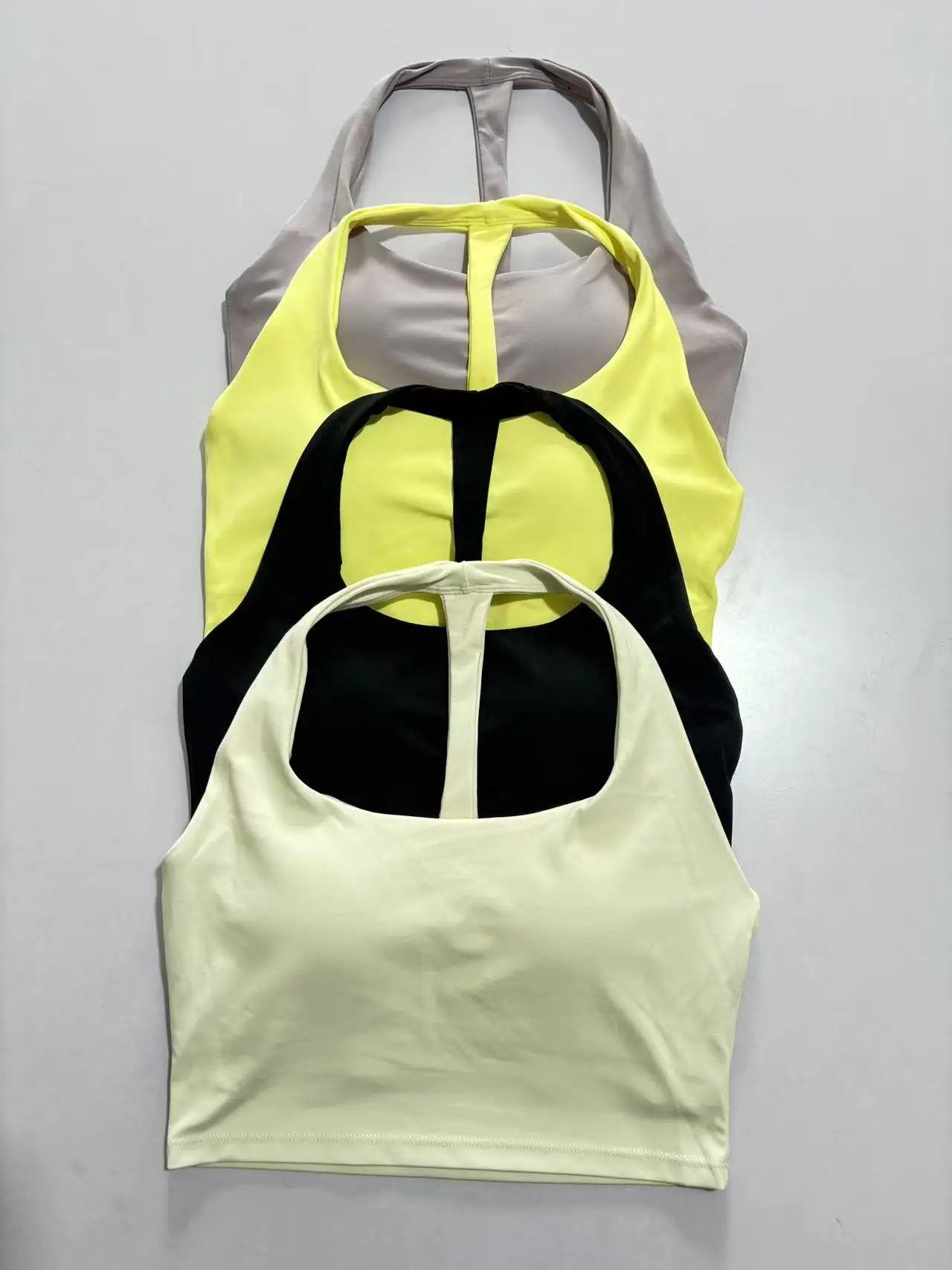 

Summer sports underwear, high-strength one-piece fixed chest pad bra, running fitness vest, shockproof, neckband and beautiful b