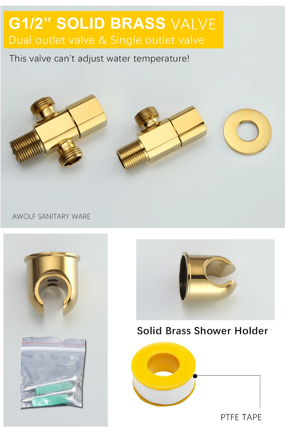 Awolf Titanium Gold Handheld Toilet Bidet Sprayer Solid Brass High Pressure Hygienic Shower Head Shattaf Set Bidet Faucet AP2107