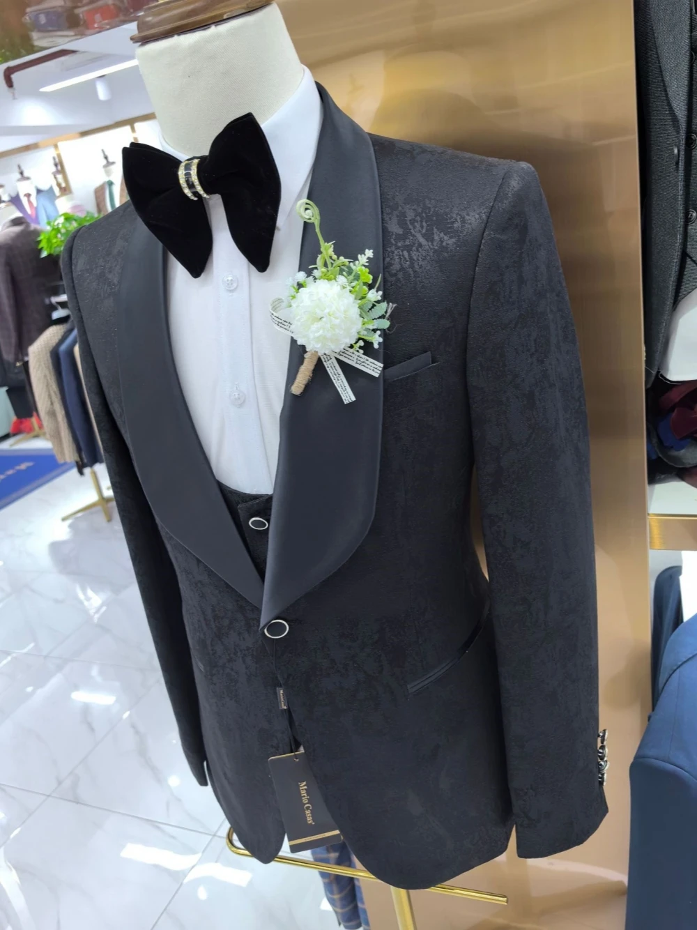 Traje de boda informal de punto de alta calidad para hombre, conjunto de 3 piezas, abrigo, pantalones, chaleco, envío rápido, disfraces con un botón