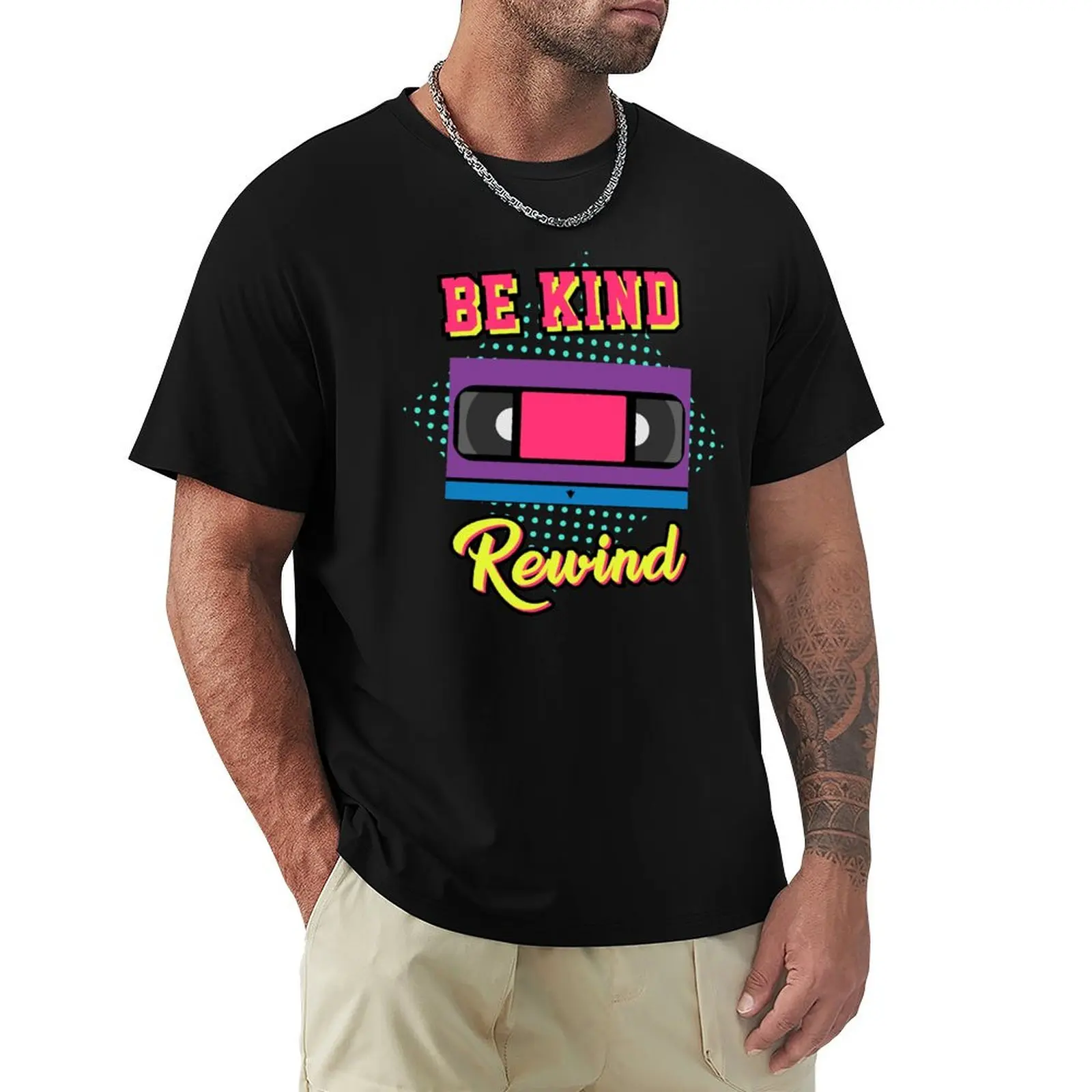 

Be Kind Rewind 80s theme gift 80s neon tshirt rad dad shirt 80s dad retro graphic tee eighties party theme party retro g T-Shirt