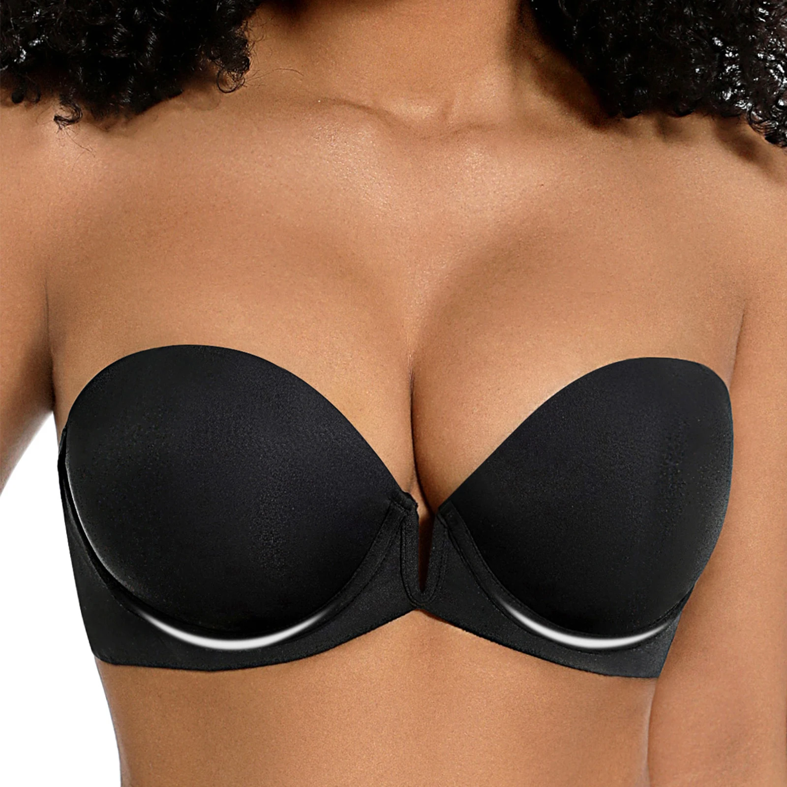 

New Sexy Strapless Bra Push Up Women Solid Wire Thick Padded Bras Lingerie Gather Adjusted Convertible Straps Brassiere