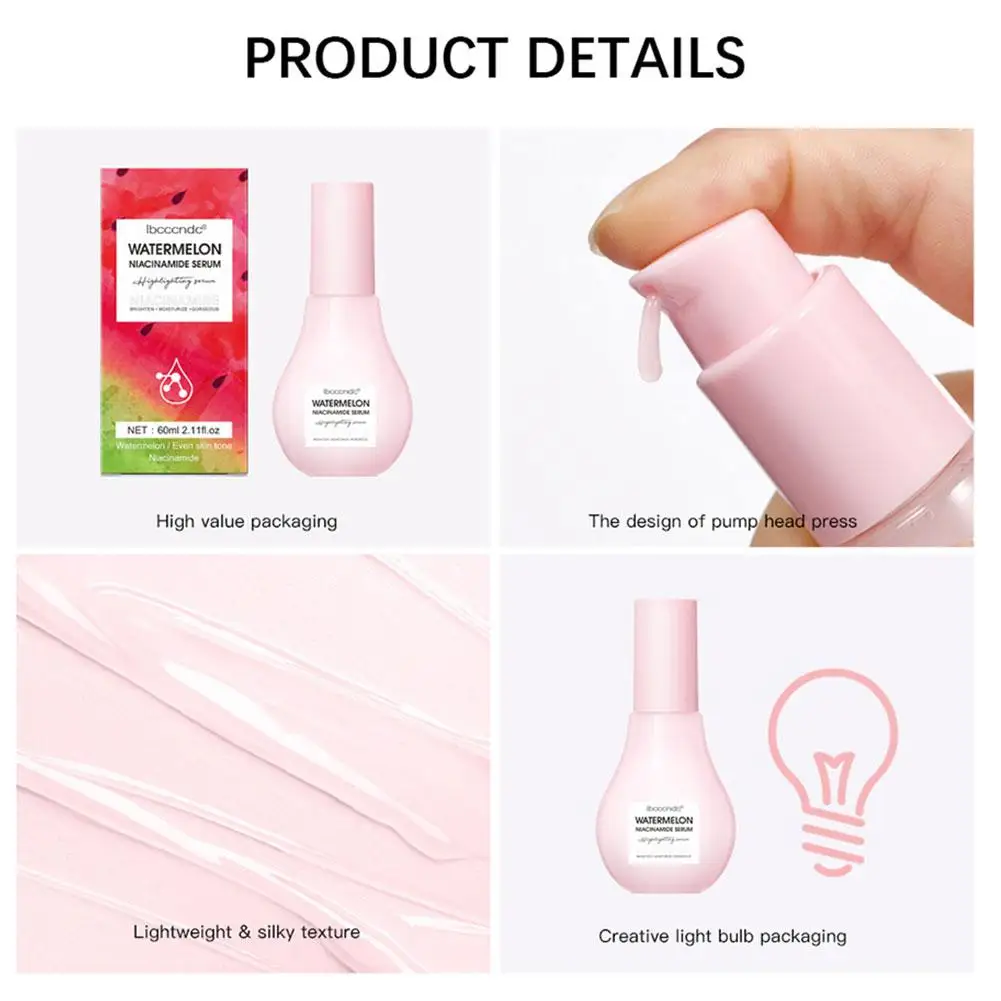 60ml Watermelon Niacinamide Facial Essence Makeup Highlighter Tighten Brighten Pores Face Little Serum Moisturizing Skin Bu G8Z9