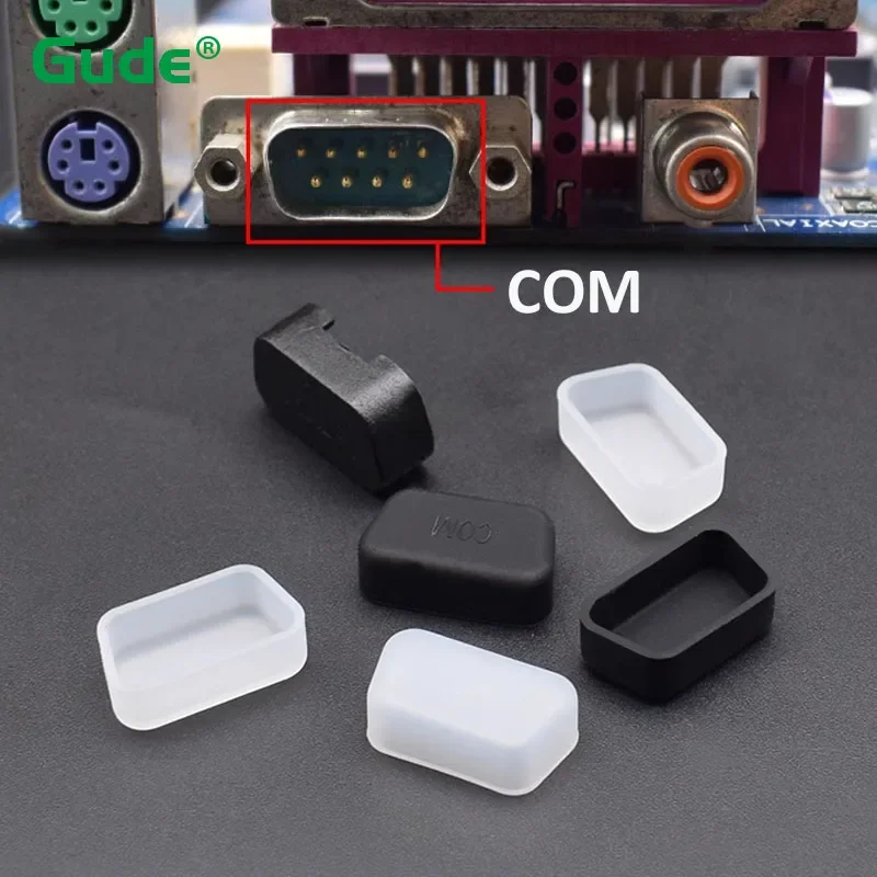 

COM Dust Caps Silicone Protective Cover Computer Connection Interface Dustproof Plug Black Transparent