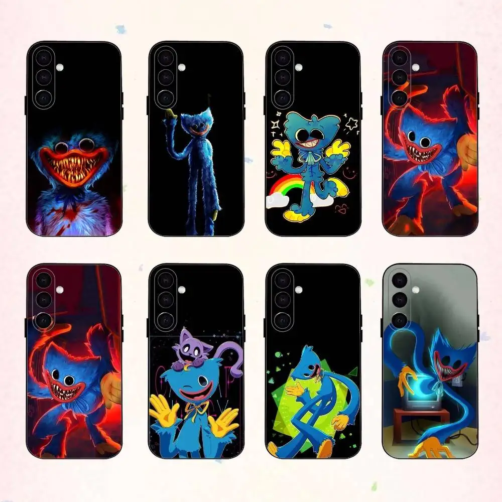 Funda de teléfono con diseño de juego de terror H-Huggy W-Wuggy para Samsung Galaxy A73,A72,A71,A70,A53,A52,A51, otros, carcasa negra suave