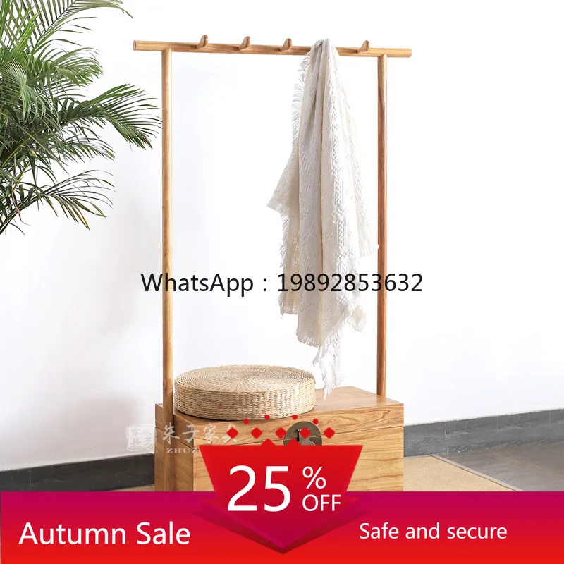 

LYY New Chinese Style Solid Wood Clothes Rack Floor-standing Bedroom Coat Rack Simple Coat Box Bag Rack