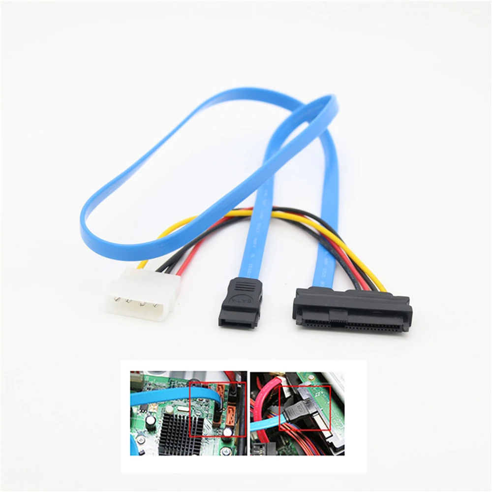 70 CM SAS to SATA Cable 7 Pin SATA Connector to 4 Pin Male Power Connector and 29Pin SAS Mobile Optical Drive