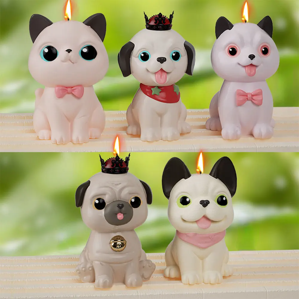 Sit Animal Kitten Puppy Candle Silicone Mold Golden Hair Dog Plaster Soap Resin Mould Siamese Cat Chocolate Cake Decor Pet Gifts