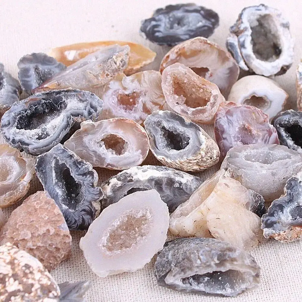 Carved Natural Agate Geodes DIY Stone Crafts Raw Stone Ornaments Rough Natural Mini Cornucopia Mineral Ore Souvenirs Gifts