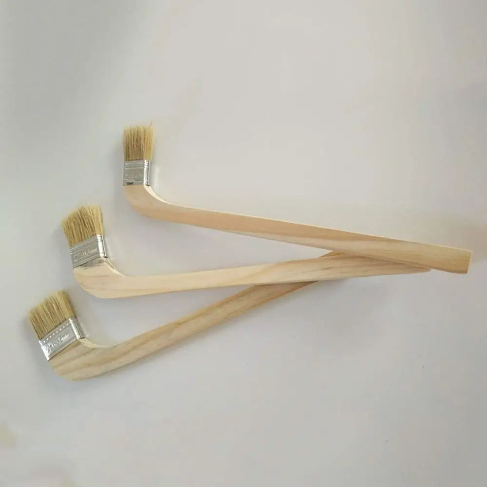 Bristle Dust Cleaning Brush Comfortable Wooden Handle Marine Paint Brush Lengthened Curved Handle Brush Hard Mould