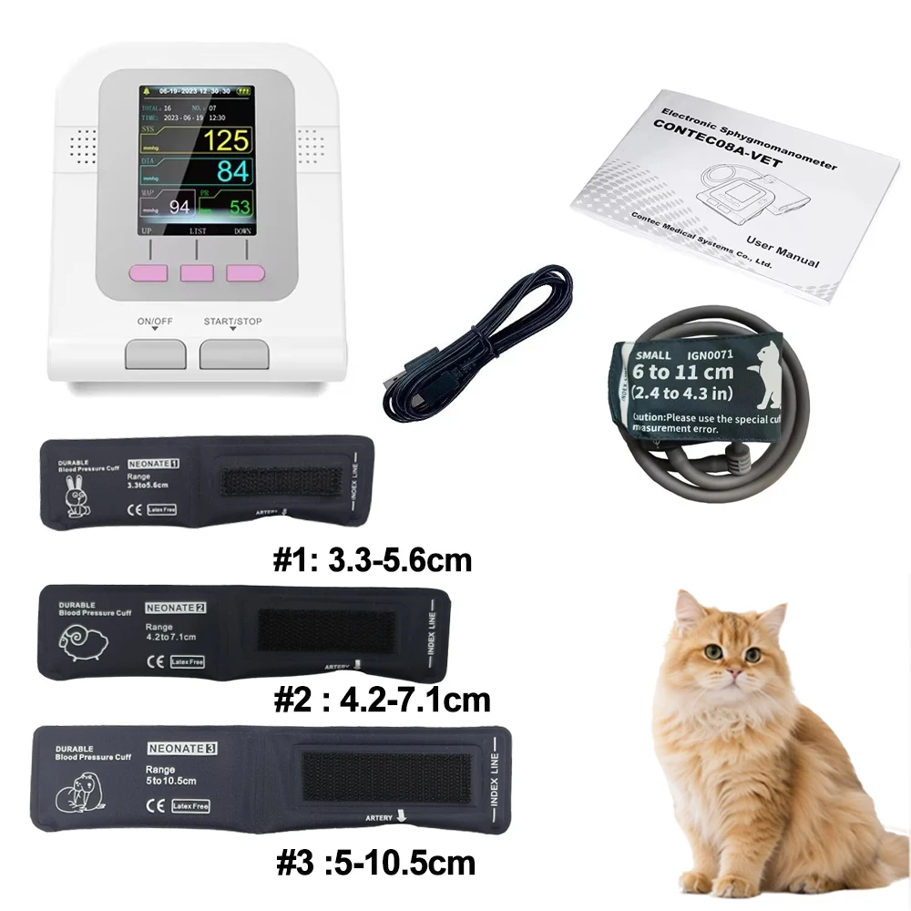 Contec08a Dierenarts Gebruik Elektronische Sfygmomanometer Digitale Bloeddruk Veterinaire Dierenarts Gebruik Monitor Hond Kat Paard Etc