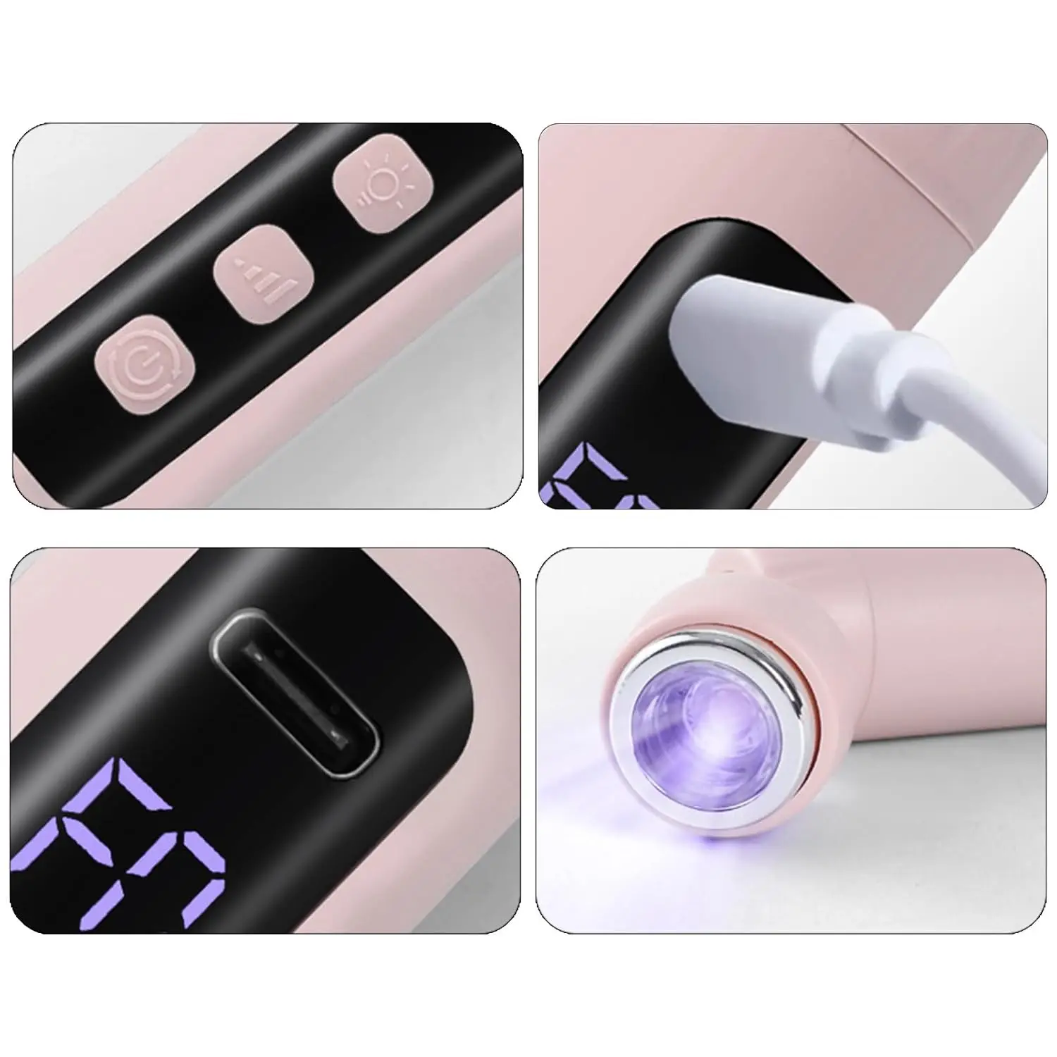 LINMANDA Essiccatore per unghie gel portatile Display a LED adatto per lucidatura del gel Kit per unghie acriliche Viaggio Uso domestico Nail Art Fai da te Nail Art