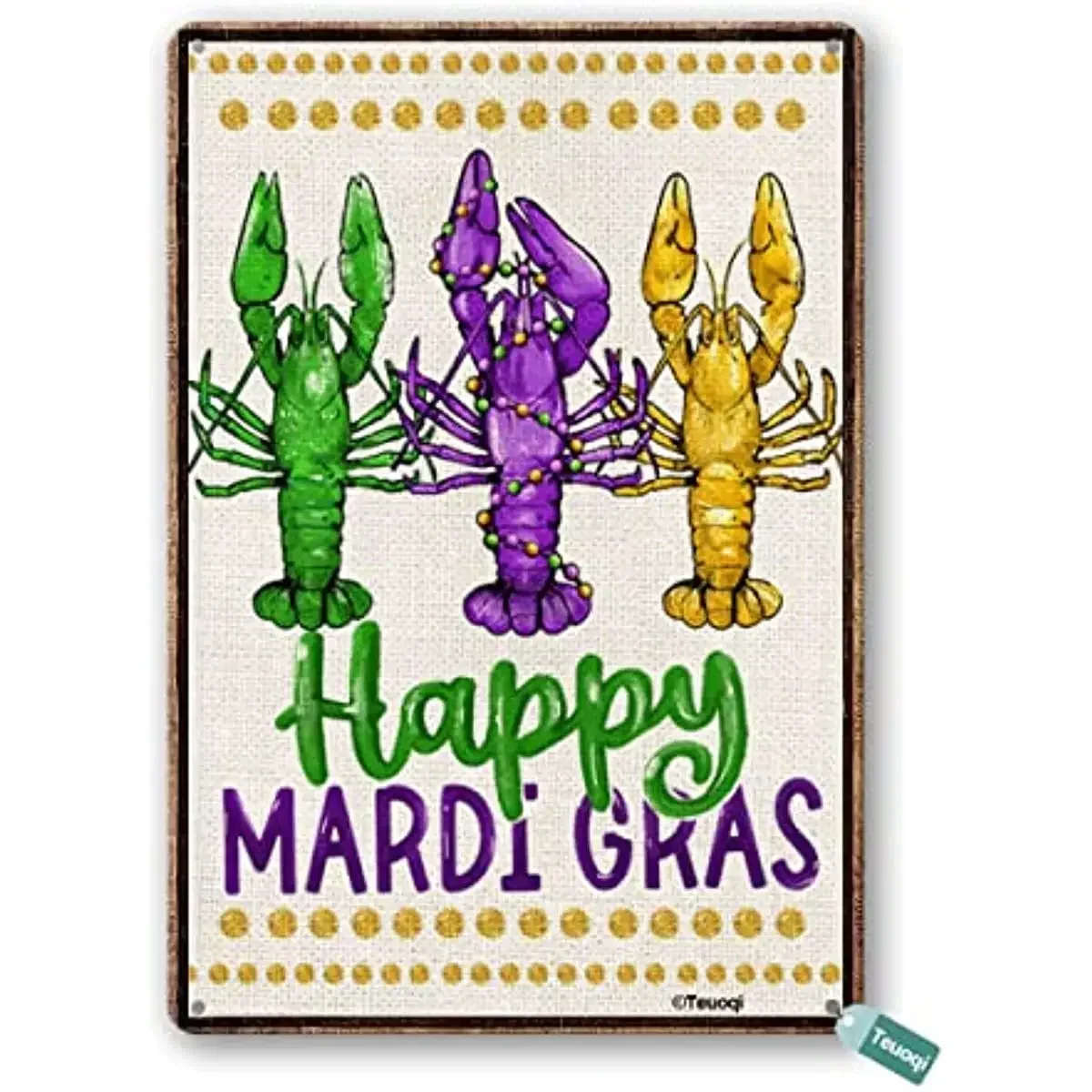 Retro Tin Sign Happy Mardi Gras Crawfish New Orleans Carnival Celebration Valentines Day Metal Signs Wall Decor