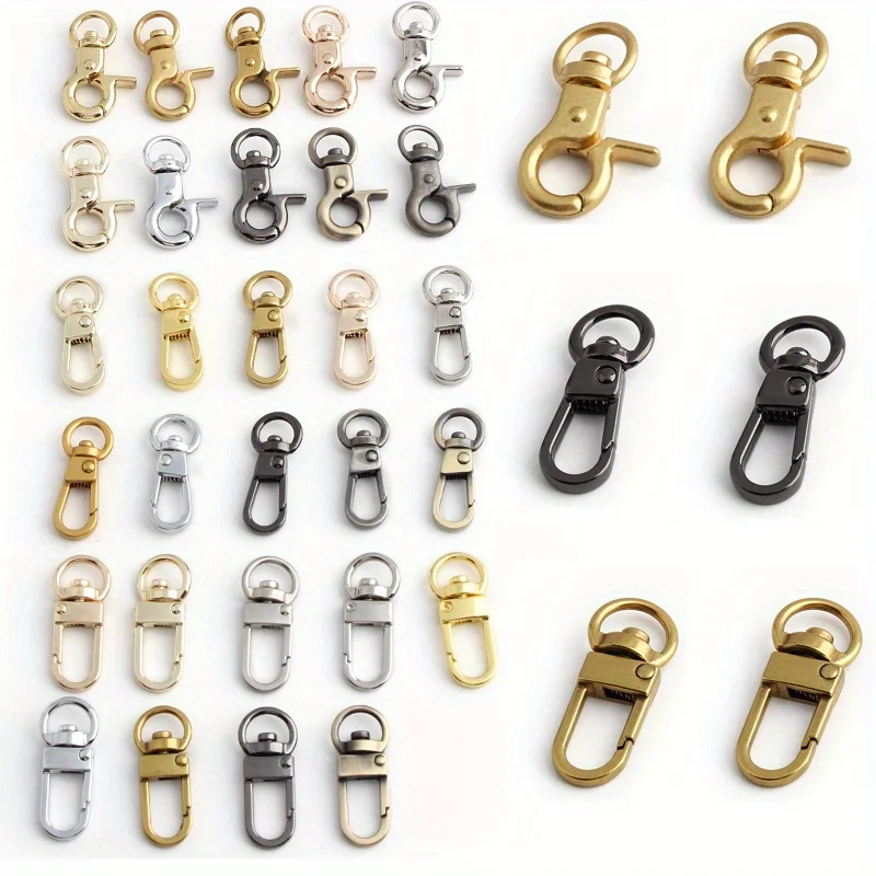 10PCS Keychain Lanyard 360° Metal Rotating Lobster Claw Buckle Handbag Chain Buckle Bag Belt Connector