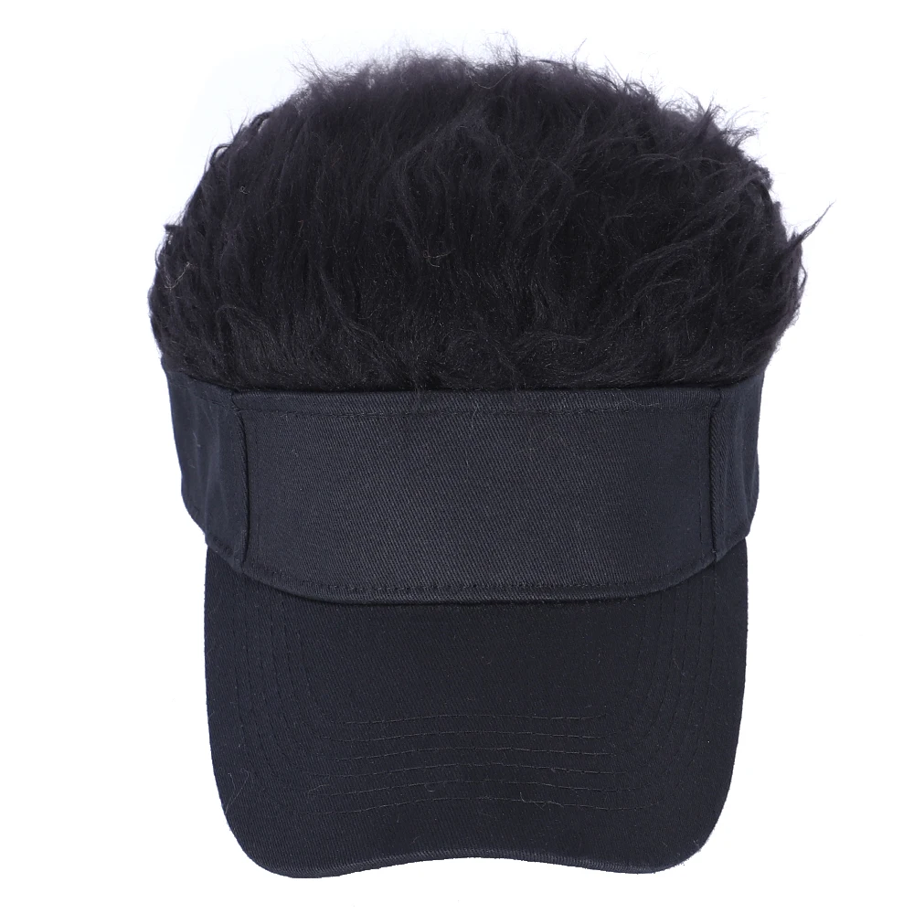 Men Women Casual Concise Sunshade Adjustable Sun Visor Baseball Cap with Spiked Hairs Wig Baseball Hat with Spiked Wigs