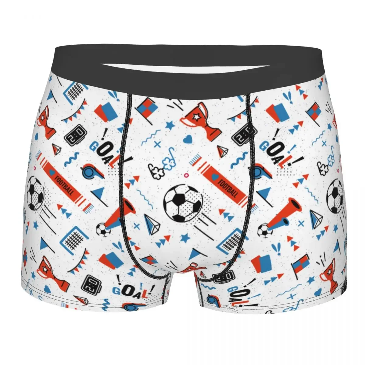 80s Memphis Style Men Underwear Soccer Football Balls Sports Boxer Briefs Shorts Panties Polyester Underpants for Male S-XXL