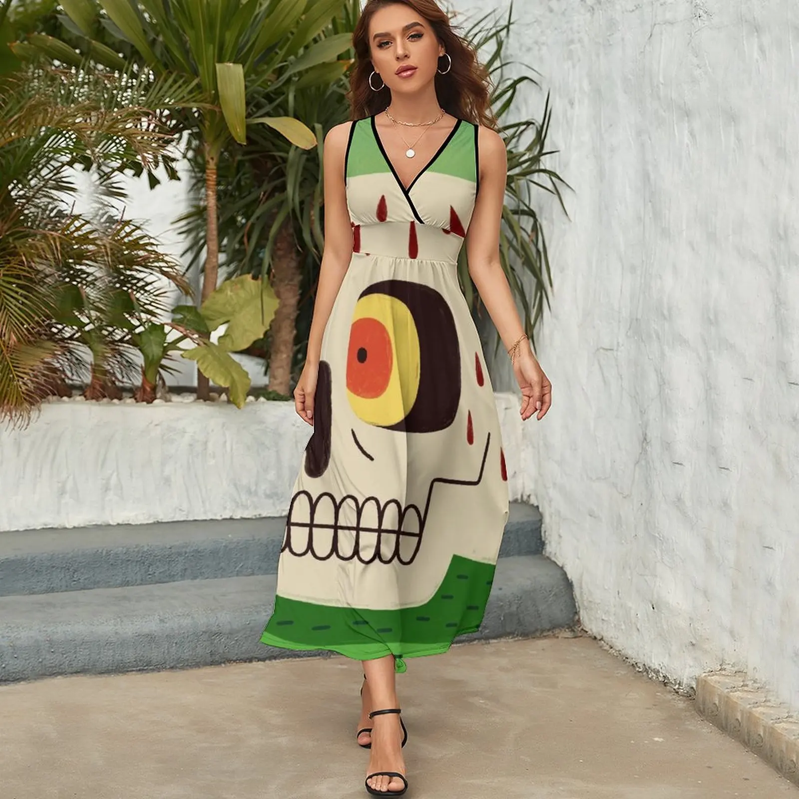 Vestido de calavera sin mangas para eventos especiales, vestidos de mujer