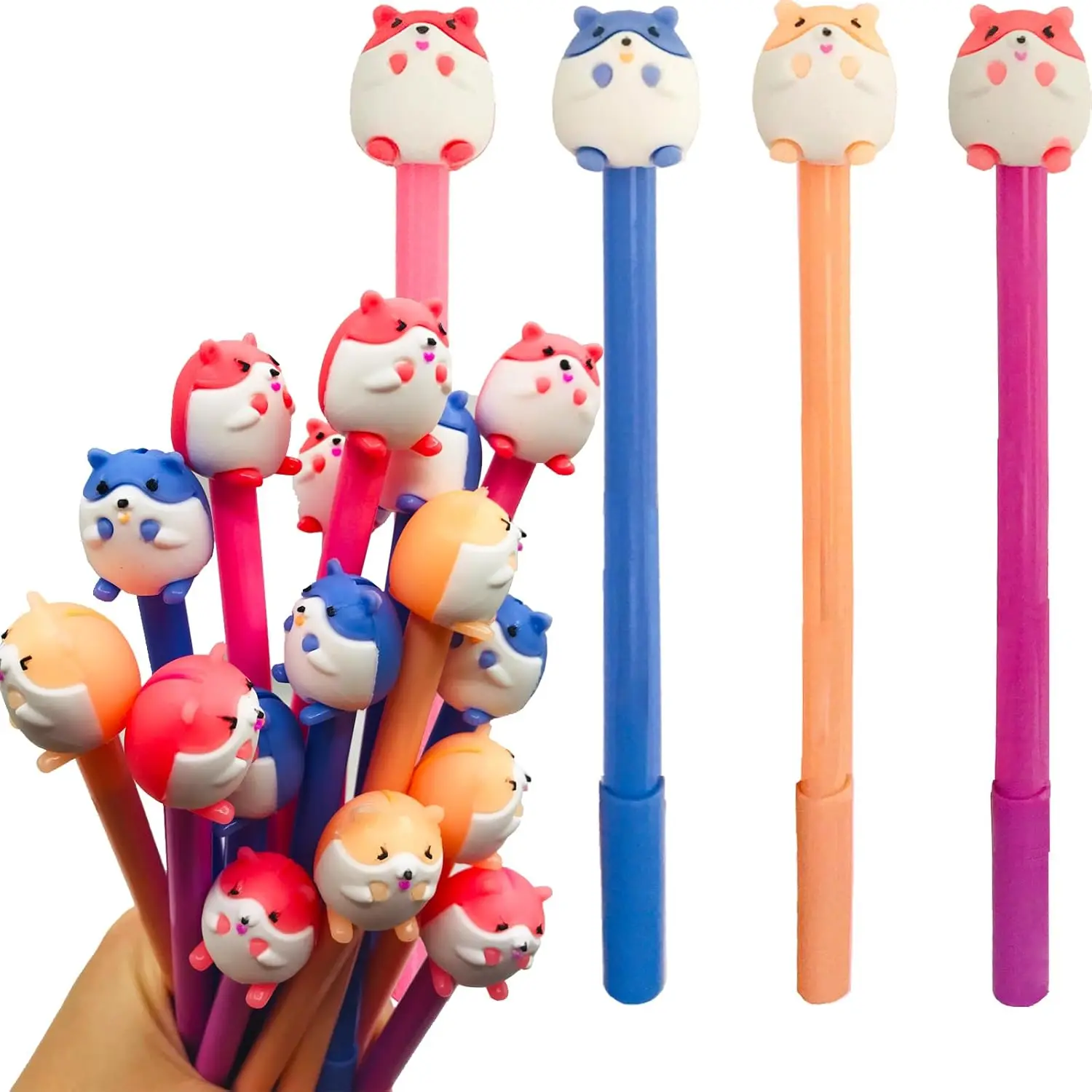 24 Pcs Cute Hamster Gel Ink Pens Fun Kawaii Animals Writing Tools 0.5 Mm Novelty Fun School Stationery