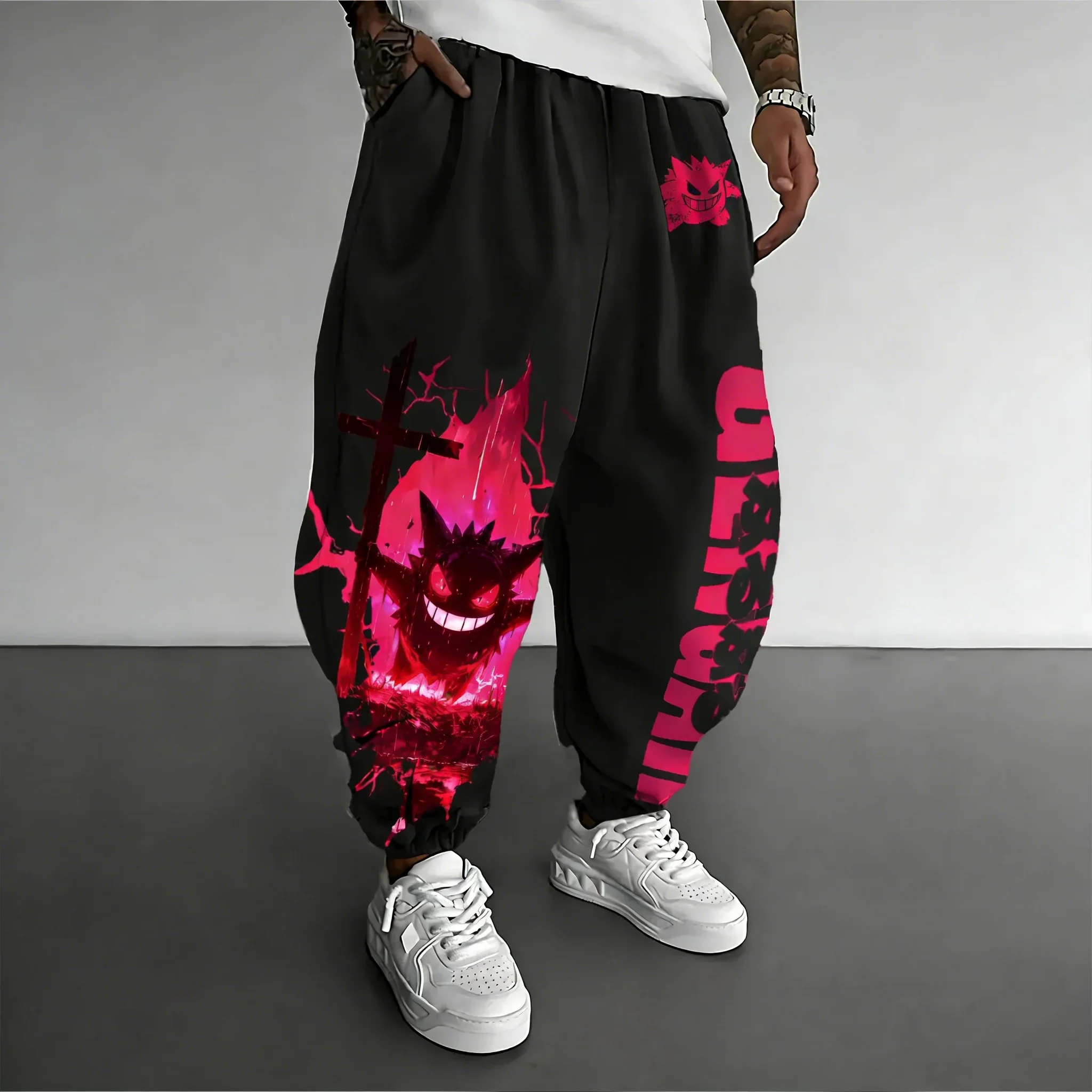 

Pokemon Games Co Branded Men's and Women's Cotton Sweetpants Spring/summer New Street Hip-hop Loose Casual Y2K Taped Pants