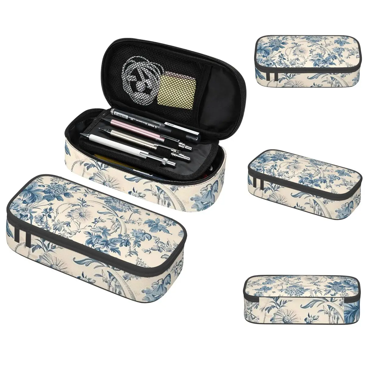 

Blue Floral Flower Blossom Pencil Case for Kids School Pen Box Pencil Bag Stationery Supplies Pen Holder Bag