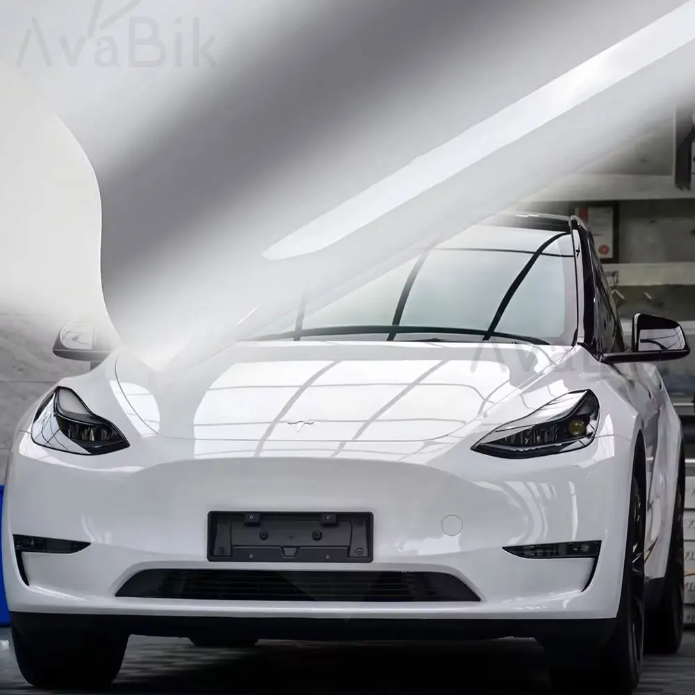 

30/50CM x 50/300cm Premium Car Wrap Vinyl PET High Glossy Piano White Color Change Film Vinyl Car Motorcycle Air Release