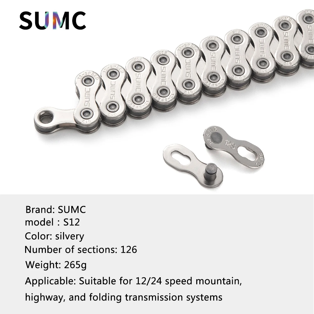 SUMC Bicycle Chain  8/9/10/11/12 Speed for MTB Road Folding Bike Gray Silvery Chains