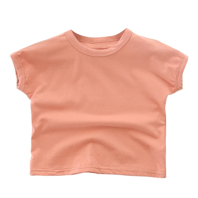 Kids Little Girls T-shirt Solid Cotton Print T Shirt Short Sleeve Off Shoulder Tees Toddler Infant Baby Top Shirts