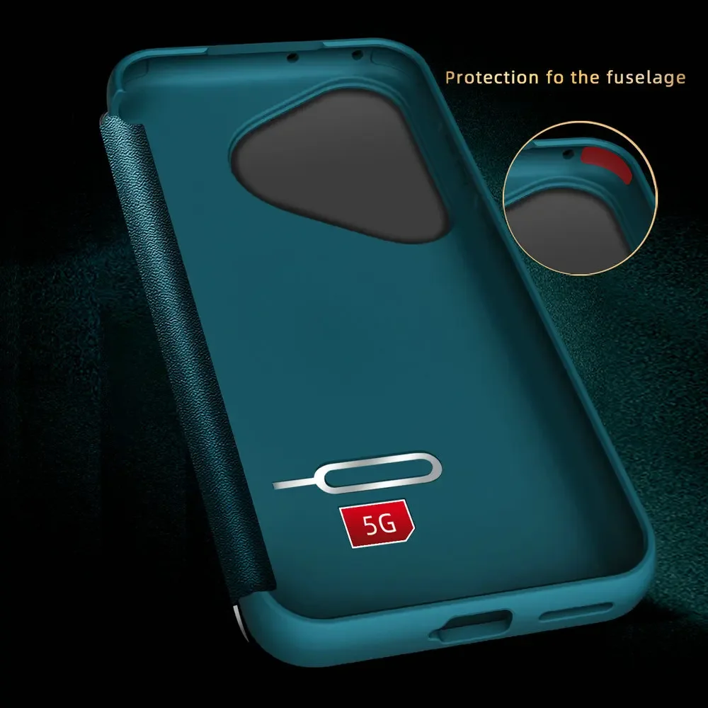 For Huawei Pura P70 P80 PRO+Flip Case PU Leather Window View Book Full Cover For Pura P70 Ultra P60 Pro p50 p40 p30 Phone Bags