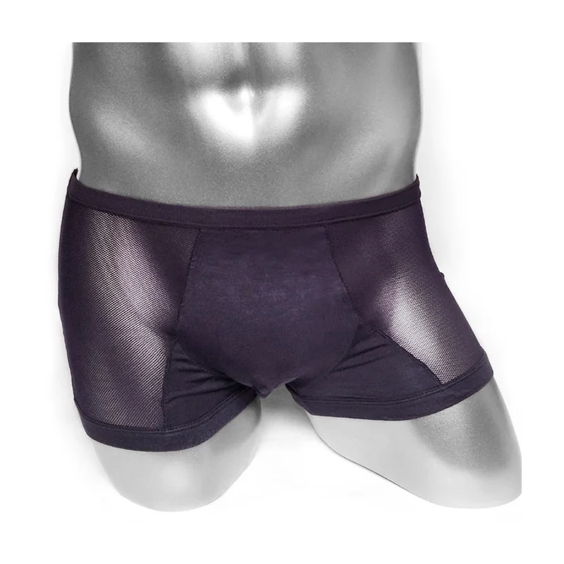 

Mens Shorts Sexy Men Underwear Boxer Trunks With Gauze Mesh Patchwork Man Cotton Underwear High Quality Slip Undies