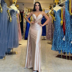 Graceful Women's Mermaid Popular Evening Dresses Charming Spaghetti Strap Customized Prom Gowns Appliques Beaded فساتين سهرات