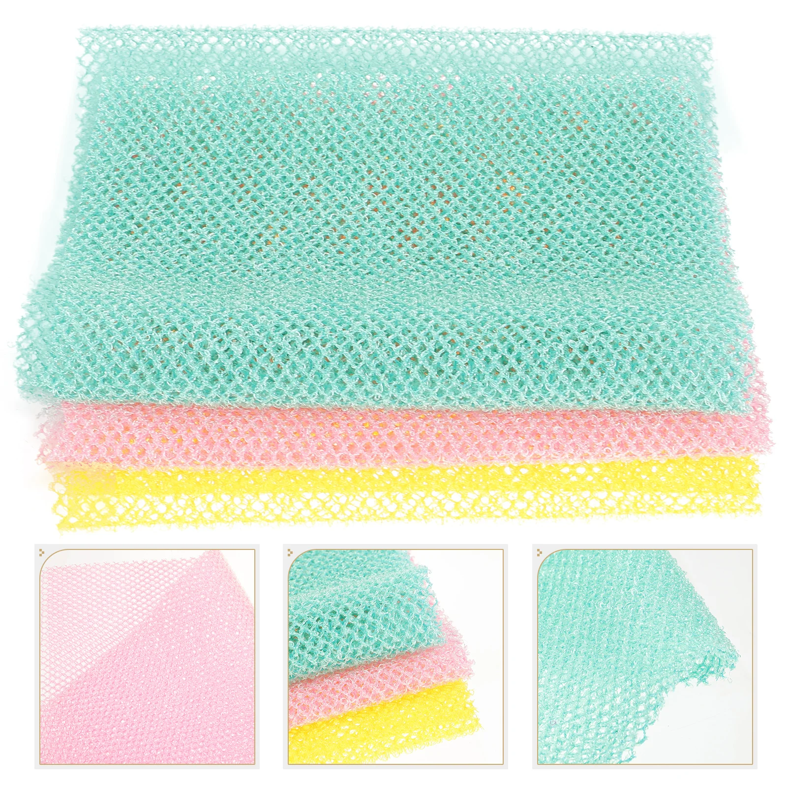 

3 Pcs Bath Towel Foaming Net Exfoliating Sponge Shower Back Scrubber Bathroom African Wash Nets Strip