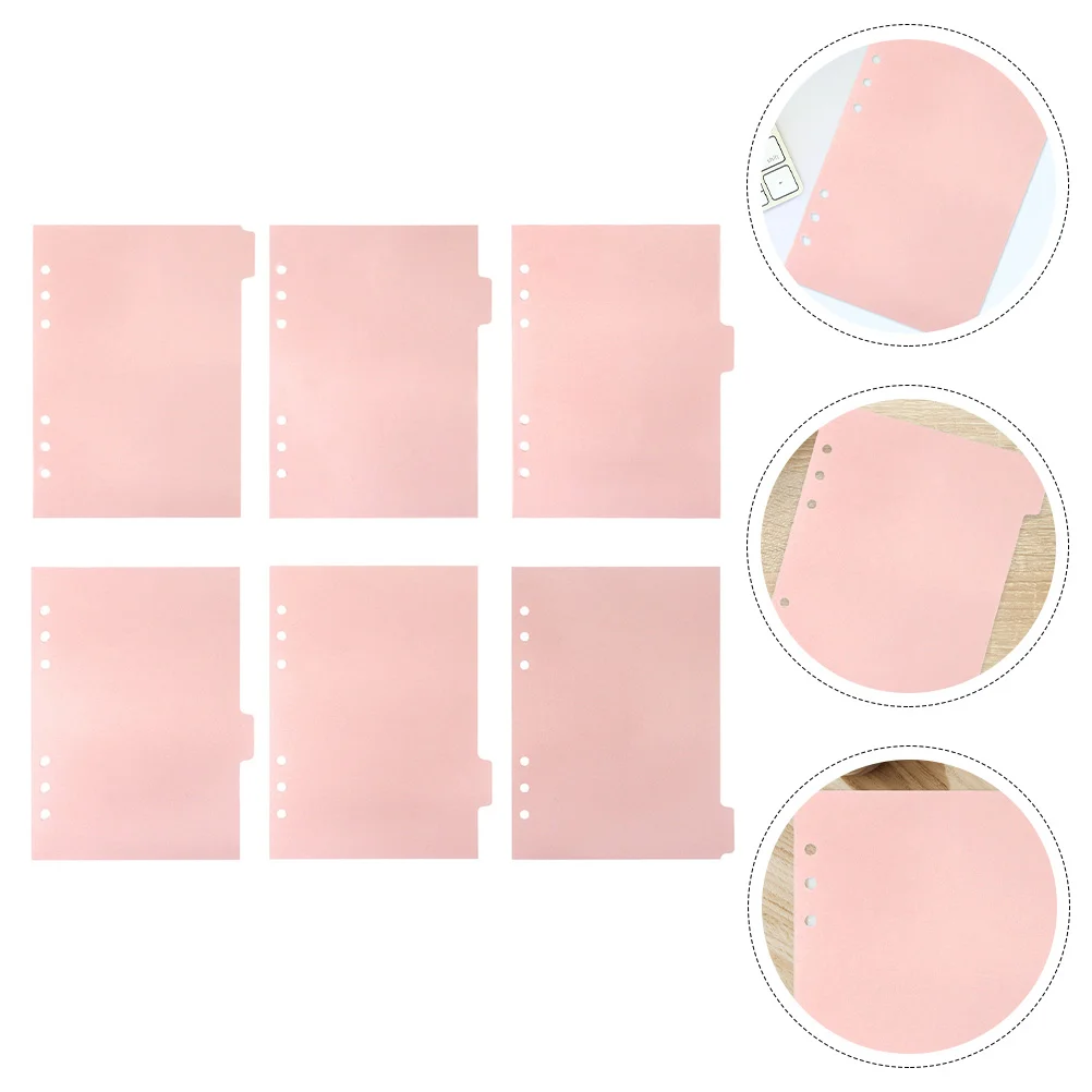 6 Pcs Detachable PP Notebook Partition Baffle Tabs Binder Household Index Dividers Professional Tab Dividers Convenient Binder