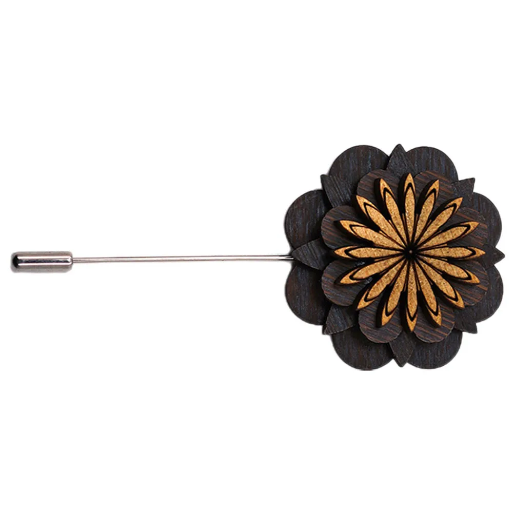Wooden Boutonniere Flower Lapel Pin For Men Wedding Suit Decoration Brooch Boutonniere For Men Wedding Accessory Groom Mens