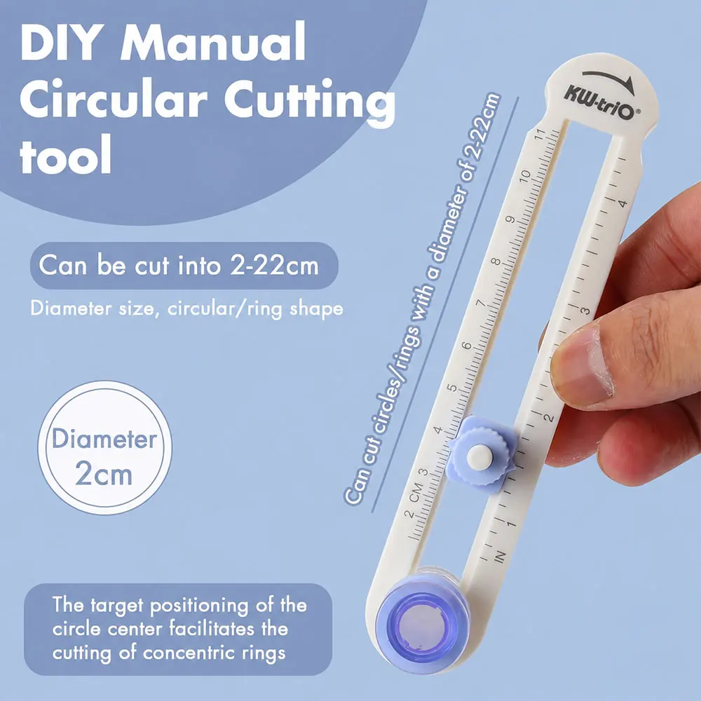 1pc 360° Rotary Manual Circle Cutter, Adjustable 2-20cm DIY Paper Cutting Tool with Inch/CM Dual Scale for Scrapbooking & Cards view 4