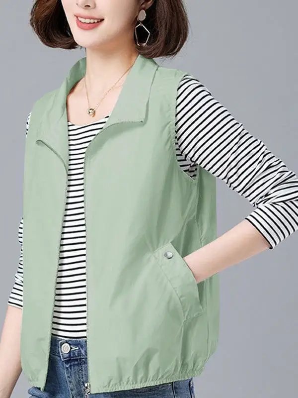 

Sli жилет большого размера, солнцезащитная верхняя одежда, повседневный топ для мам среднего возраста, модный корейский свободный крой для поездок на работу