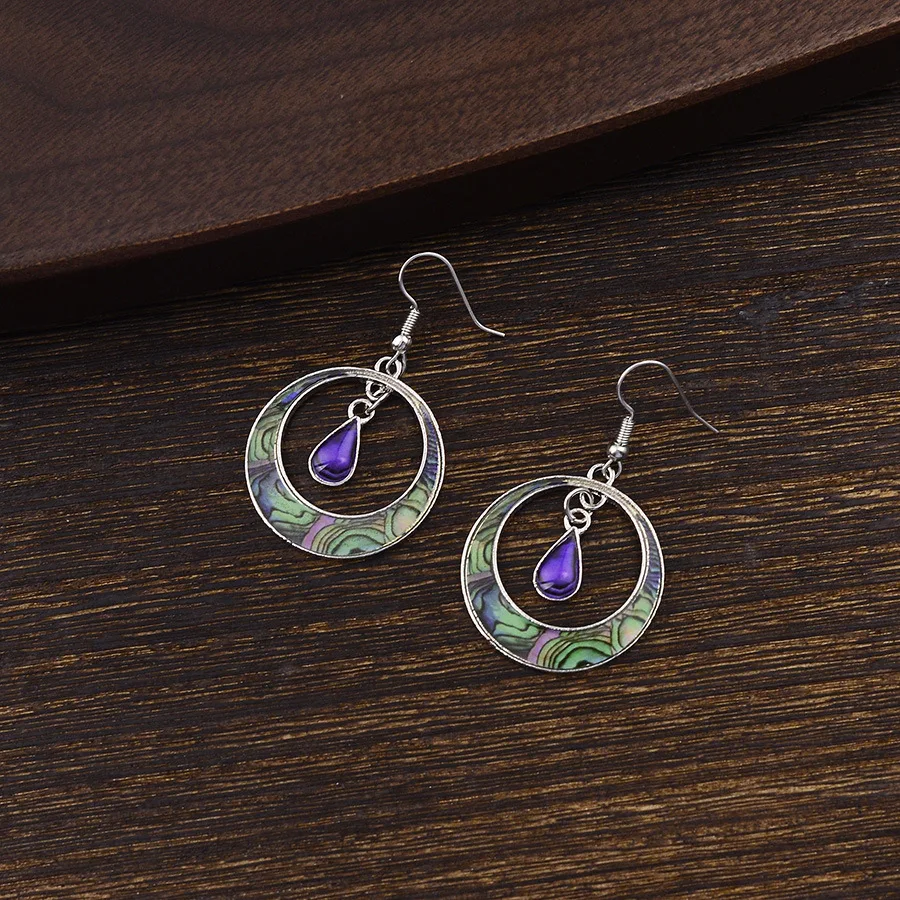 European and American cross-border fashion retro bohemian earrings round hollow pattern water drop earrings exquisite temperamen - view 5