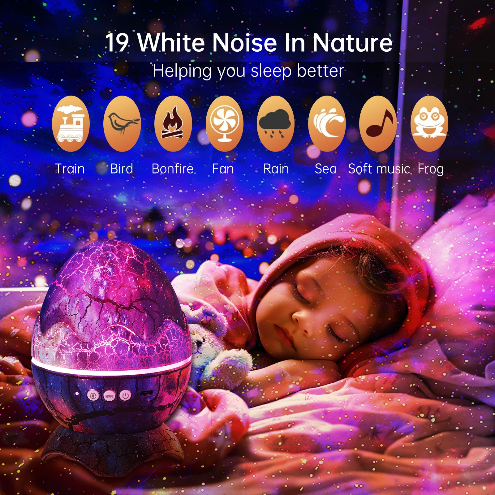 

Galaxy Projector for Bedroom, Smart App Star Light Projector with Bluetooth Speaker and White Noise, Night Light