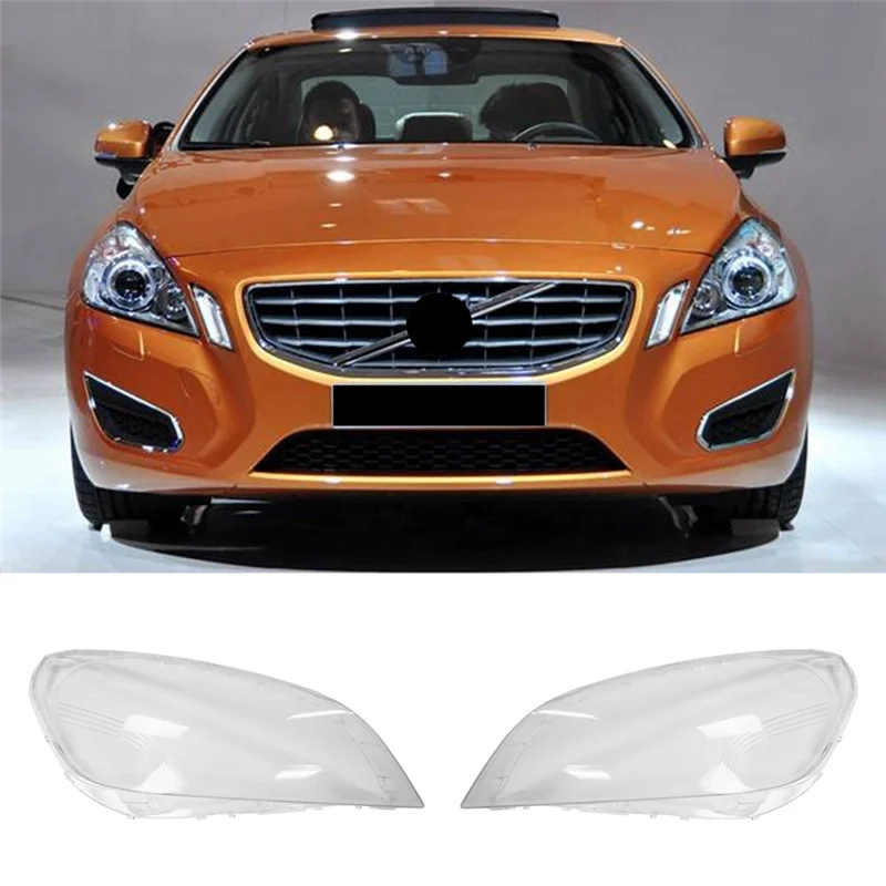 

For Volvo S60 S60L 2009- 2013 Front Headlight Cover 1 Pair Headlamp Transparent Glass Lens Shell Lampshade