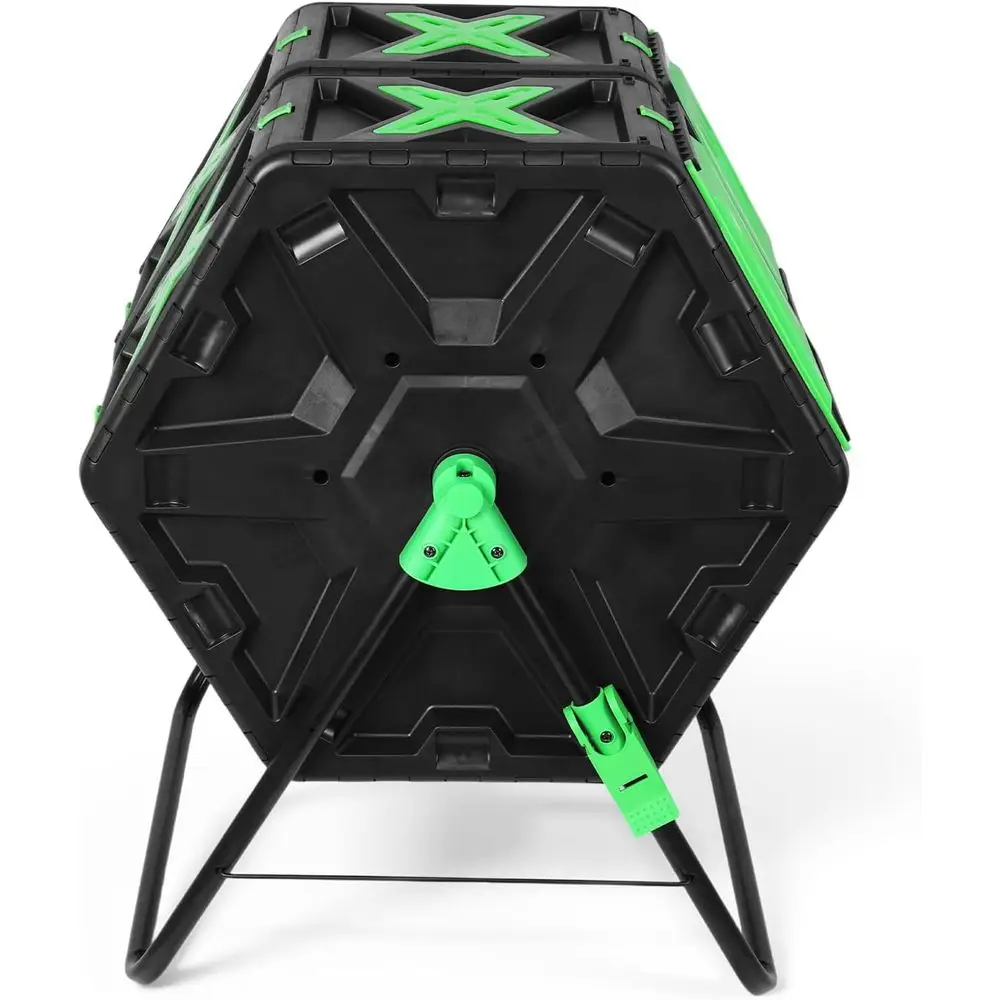 Fast Assembly Dual Chamber Tumbler Compost Bin - 140L Outdoor Garden Yard Composting System with Sliding Door