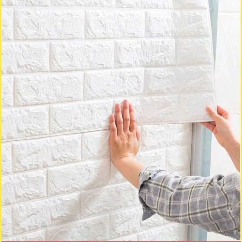 

70cm*1m Waterproof Wall Stickers Brick Pattern Foam Home Decorations 3D Self-adhesive DIY Wallpaper Background Wall Decoration