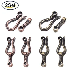 2Set Rack Plating Brass Hook and S-Hook Clasps Nickel Free Brushed Red Copper 45x14x4mm Hole: 3.5mm for fashion jewelry