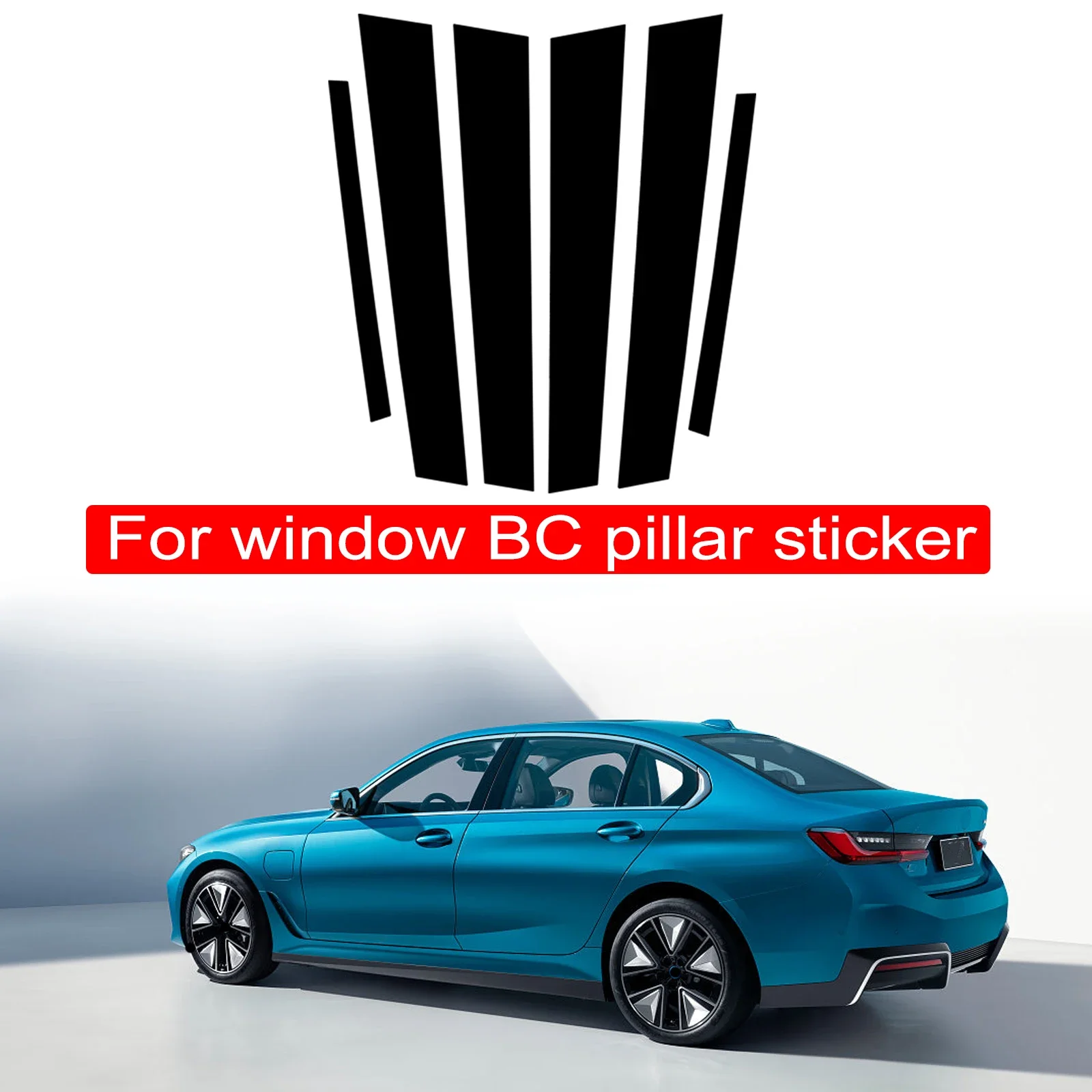 

6PCS Polished Pillar Posts Fit For BMW 3 Series E46 Sedan 1995-2004 Window Trim Cover BC Column Accessories Sticker Gloss Black