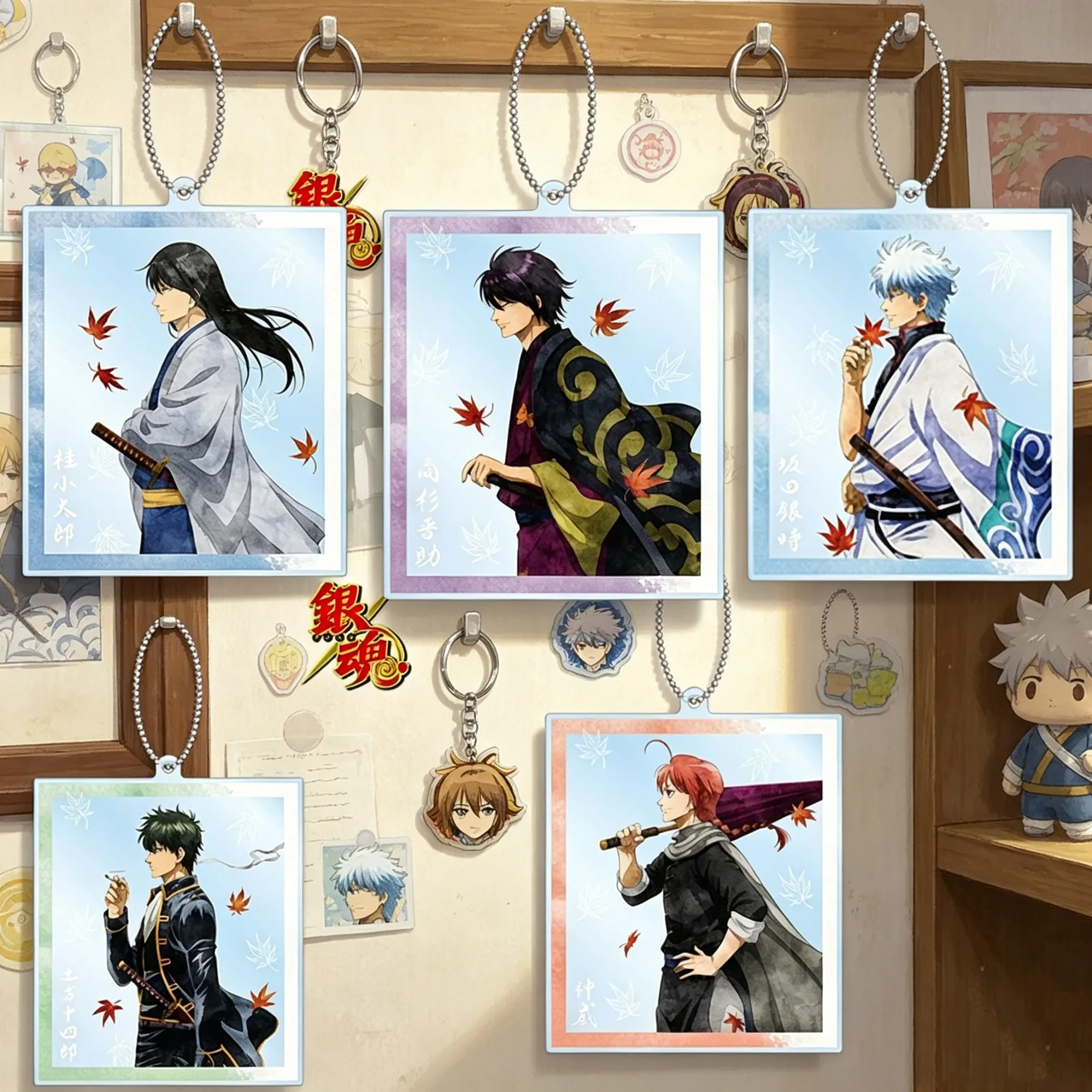High Definition Images Cartoon Gintama Figure Decoration Bag Car Key Ring Charm Gift Anime Acrylic Keychain Classic Wholesale