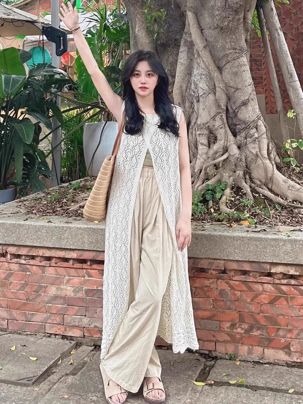 Vestido de Verão em Malha Camadas com Design Sensacional, Vestido Longo com Fenda nas Costas, Saia E Estilo Coreano co...