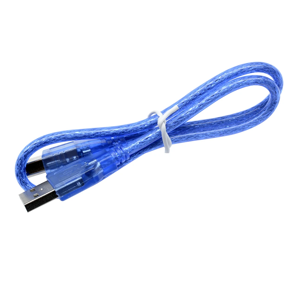 USB 2.0 Printer Cable Type A Male to Type B Male Dual Shielding High Speed Transparent Blue 0.3m 0.5m 1m