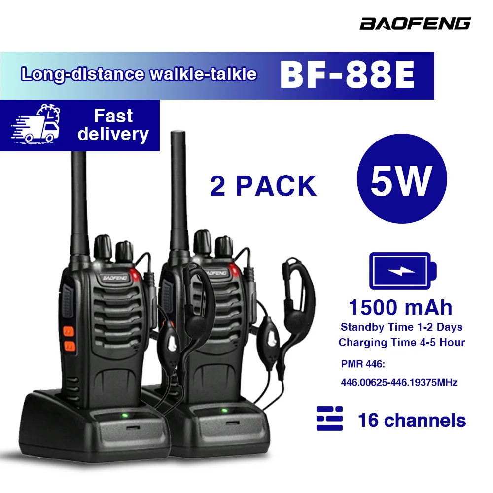 2/4/6 pièces Baofeng BF-88E portable sans fil longue portée talkie-walkie 446MHz 16CH UHF jambon Radio bidirectionnelle pour la chasse