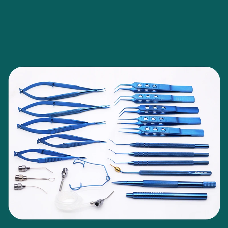 Ophthalmic Microsurgical Instruments Needle Holder Corneal Scissors 21pcs Set