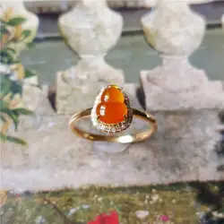 Unique craftsmanship silver inlaid natural Hetian carnelian rings for women light luxury temperament engagement party jewelry