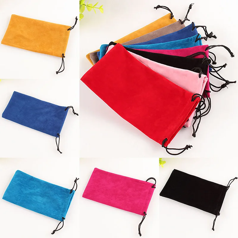 Solid Color Soft Velvet Sunglasses Bag Colorful Portable Drawstring Eyeglasses Pouch Myopia Glass Case Eyewear Storage Accessory
