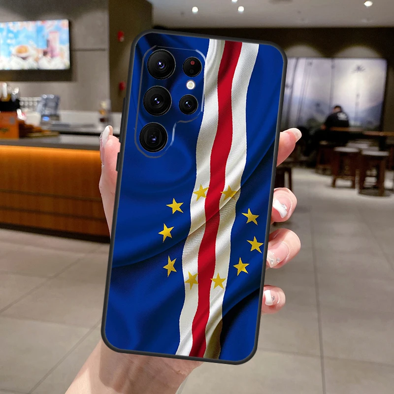 كيب فيردي العلم قضية الهاتف لسامسونج غالاكسي S25 الترا S24 S22 S21 S23 FE S9 S10 S20 زائد S25 FE غطاء ناعم #4